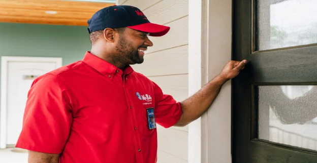 Mr. Rooter plumber arriving to do residential leak detection in Omaha, NE.