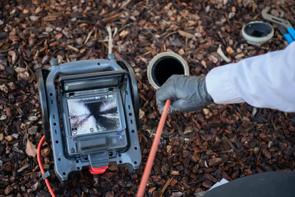 Checking for tree roots with a sewer camera.