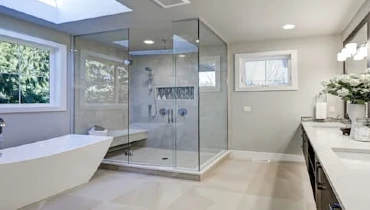 newly renovated bathroom with modern style.