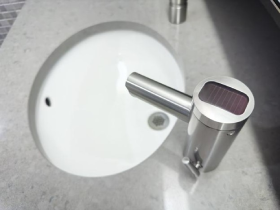 Top view of a chic faucet with sensor and solar cell | Mr. Rooter Plumbing of Yavapai, Coconino and Maricopa Counties.